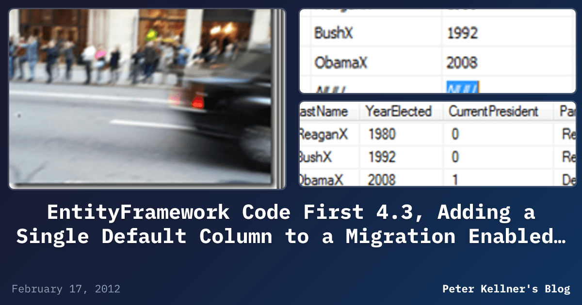 EntityFramework Code First 4.3, Adding a Single Default Column to a ...